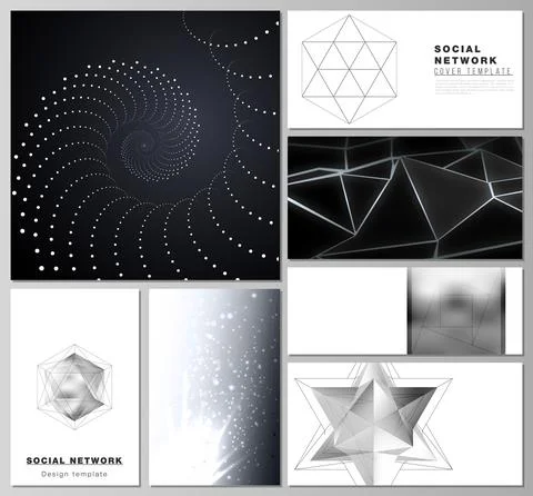 The minimalistic abstract vector layouts of modern social network mockups in Illustrazione stock