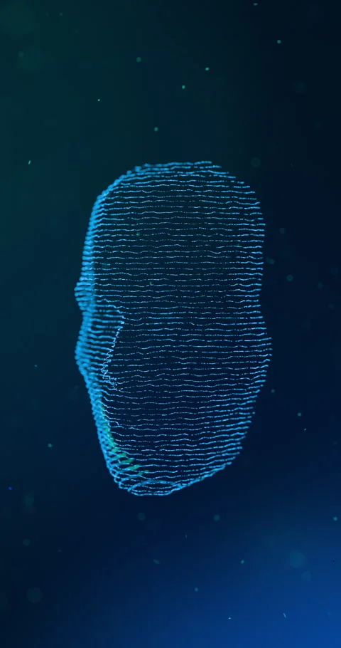 Minimalistic ai avatar head with clean geometry lines Stock Footage 333417105