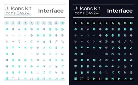 Minimalistic and simple flat gradient color ui icons set for dark, light mode Illustrazione stock