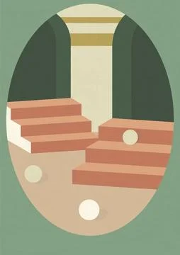 Minimalistic architecture staircase elements poster illustration. Stock Illustration