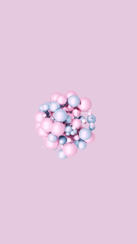 Minimalistic Background with Abstract 3D Blue, Pink, White balls Stock Footage 312598290