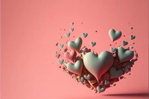 Minimalistic background, mock up, hearts on image, valentine's day themed Illustrazione stock