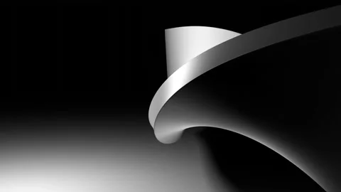 Minimalistic, black and white background, geometric shape, rotation on a backgro Stock Footage 239052476