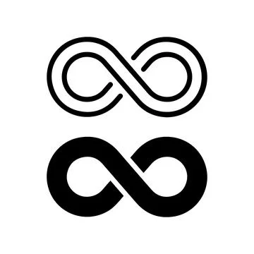 Minimalistic Black and White Infinity Symbols. Vector illustration design. Stock Illustration