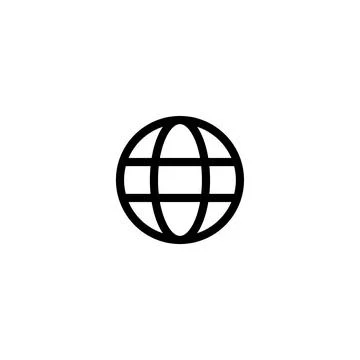 Minimalistic black and white vector globe icon for web and print Stock Illustration