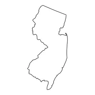 Minimalistic black outline map of New Jersey state isolated illustration Stock Illustration
