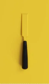 Minimalistic Black&Yellow chisel on yellow background. 3d render Stock Illustration