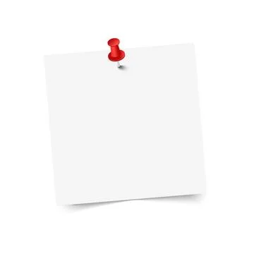 Minimalistic Blank Sticky Note with Red Push Pin for Reminders, Office Stock Illustration