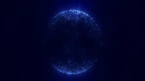 Minimalistic blue hemisphere made of glowing digital particles fading into .. 스톡 일러스트