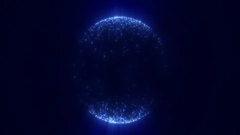 Minimalistic blue hemisphere made of glowing digital particles fading into de 스톡 일러스트