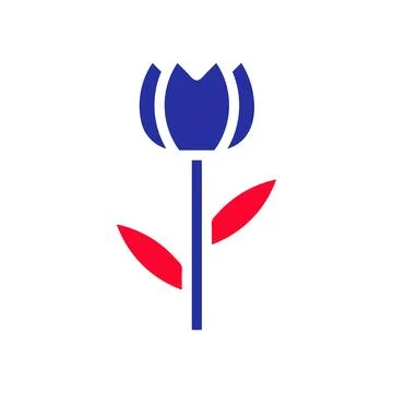 Minimalistic Blue Tulip Flower Vector Illustration Stock Illustration