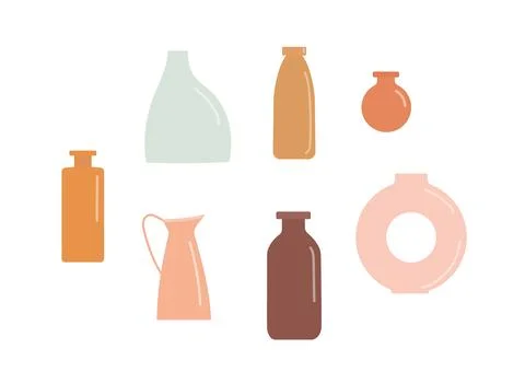 Minimalistic Boho Ceramic Vases vector illustrations for logo, icon, social Stock Illustration