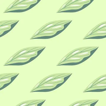 Minimalistic botanic ornament seamless pattern with geometric doodle leaf sha Stock Illustration