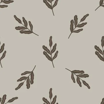 Minimalistic botanic seamless pattern with simple tropical foliage leaves sil Illustrazione stock