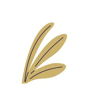Minimalistic Botanical Design with Three Golden Leaves on White Background Stock Illustration