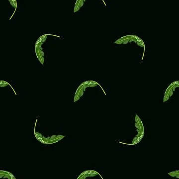 Minimalistic botany seamless pattern with small green tropical leaves shapes. Stock Illustration