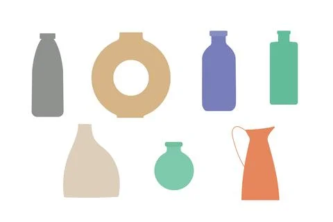 Minimalistic Ceramic Vases Shape vector illustrations for logo, icon, social Stock Illustration