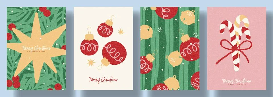 Minimalistic Christmas and New Year poster set Stock Illustration