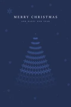 A minimalistic Christmas tree design, composed of delicate snowflake patter.. Stock Illustration