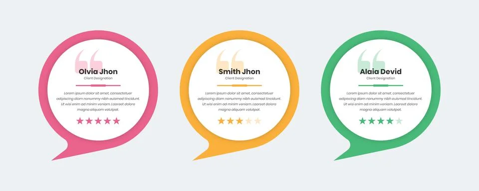 Minimalistic client feedback ui element with circular speech bubble shape a.. Stock Illustration