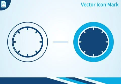 Minimalistic clock dial vector icon mark design inspiration logo. Illustrazione stock