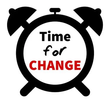 Minimalistic clock with time for change text. Isolated Stock Illustration
