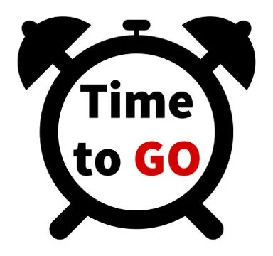 Minimalistic clock with Time to GO text. Isolated Stock Illustration