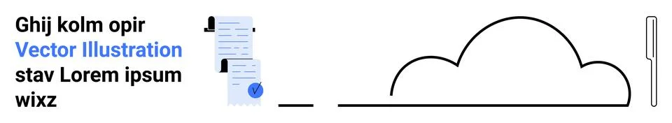 Minimalistic Cloud and Document Elements with Pen for Digital Storage Solutio Stock Illustration