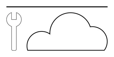 Minimalistic Cloud and Wrench Symbolizing Cloud Maintenance and Technology 스톡 일러스트
