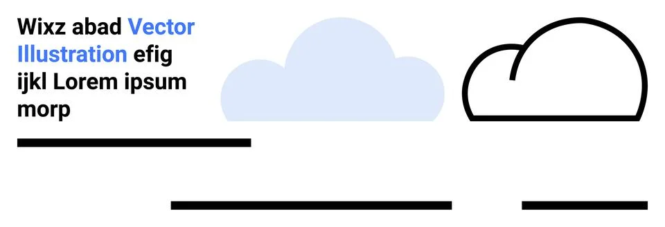 Minimalistic Cloud Designs with Text Elements for Web and Graphic Projects Stock Illustration