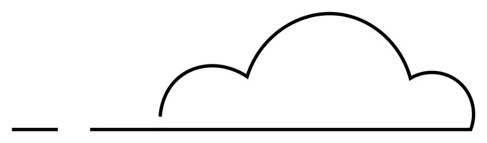 Minimalistic Cloud with Horizontal Line on White Background, Black Outline Stock Illustration