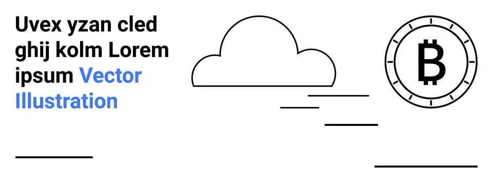 Minimalistic Concept of Digital Currency with Cloud and Bitcoin Symbol 스톡 일러스트