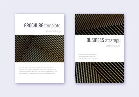 Minimalistic cover design template set. Gold abstr Illustrazione stock