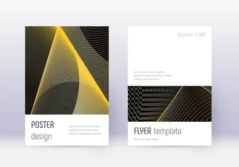 Minimalistic cover design template set. Gold abstr Stock Illustration
