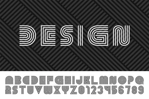Minimalistic creative striped font. Vector English alphabet. Elegant one line 스톡 일러스트