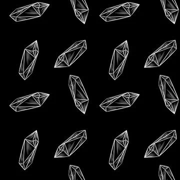Minimalistic crystal doodles seamless pattern background. Chalkboard hand dra Illustrazione stock
