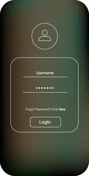 Minimalistic Dark Mode Mobile Login Interface Illustrazione stock