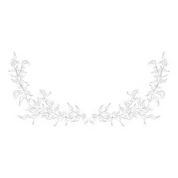 Minimalistic decorative composition of leaves pattern line hand drawing vector Stock Illustration