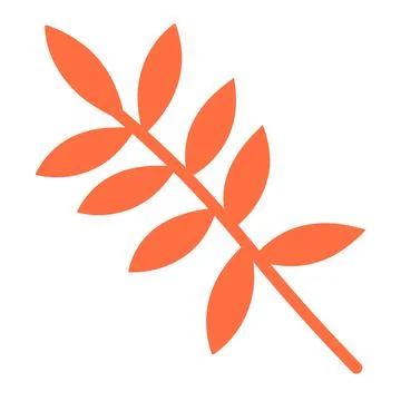 Minimalistic decorative orange rowan leaf. Close-up cute isolated object. Aut Stock Illustration