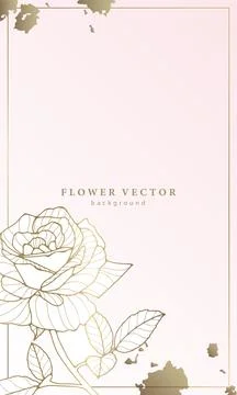 Minimalistic delicate botanical luxury background with golden rose. Stock Illustration