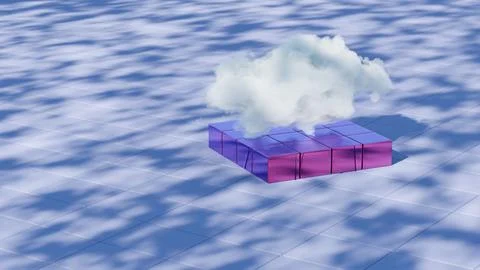 Minimalistic depiction of a single cloud set against a pristine white backgro Stock Illustration