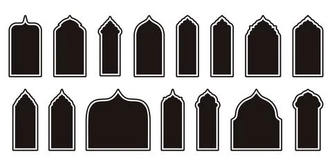 Minimalistic Design Featuring Oriental Style Windows and Arches in Modern Boh Stock Illustration