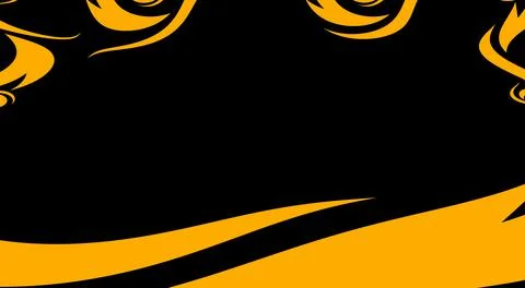 Minimalistic design with a frame of yellow vignettes on black background Stock Illustration