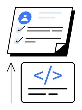 Minimalistic Design Highlighting User Profile with Checklist and Code Symbol 스톡 일러스트