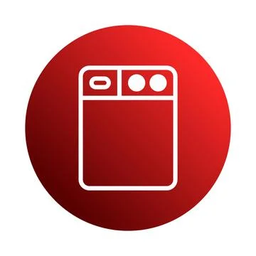 Minimalistic dishwasher icon on red gradient circle, a perfect addition for.. 스톡 일러스트
