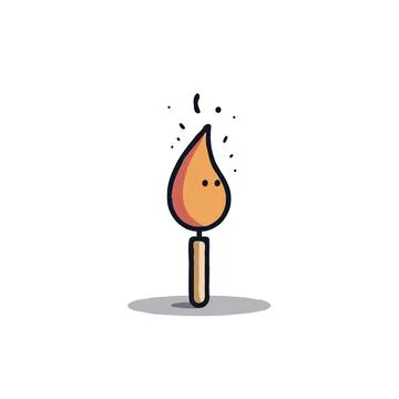 Minimalistic drawing of a candle flame flickering gently casting a soft glo.. Ilustración de archivo