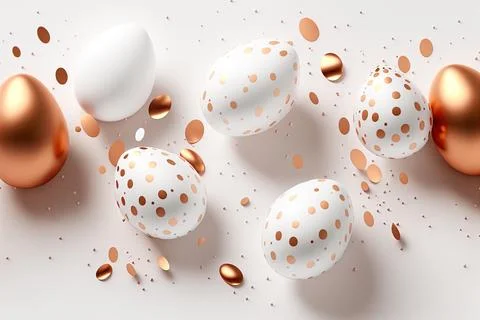 Minimalistic easter background. Clean design. Easter eggs on white background イラスト素材