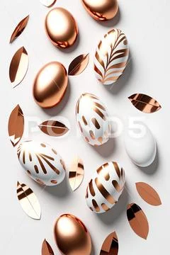 Minimalistic easter background. Clean design. Easter eggs on white background Stock Illustration