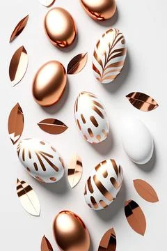 Minimalistic easter background. Clean design. Easter eggs on white background Stock Illustration