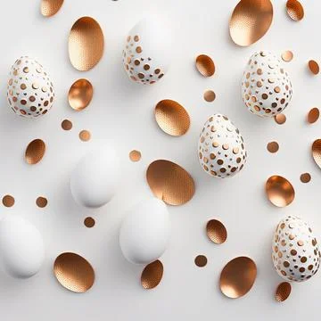 Minimalistic easter background. Clean design. Easter eggs on white background Stock Illustration